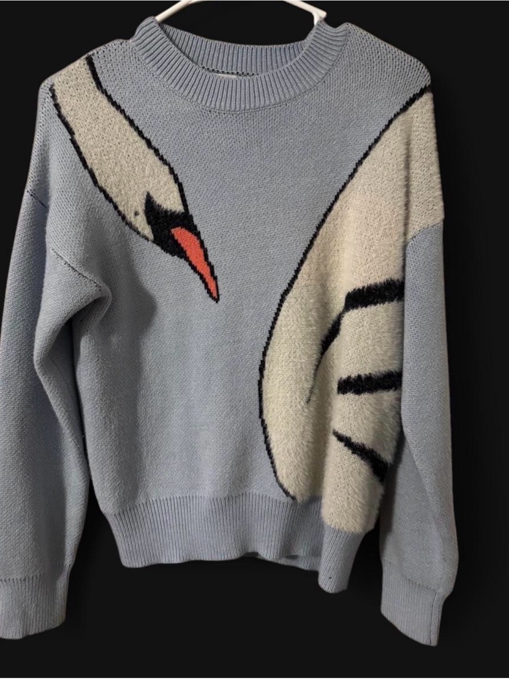 Light Blue Swan  Knit Sweater - Women's Crewneck